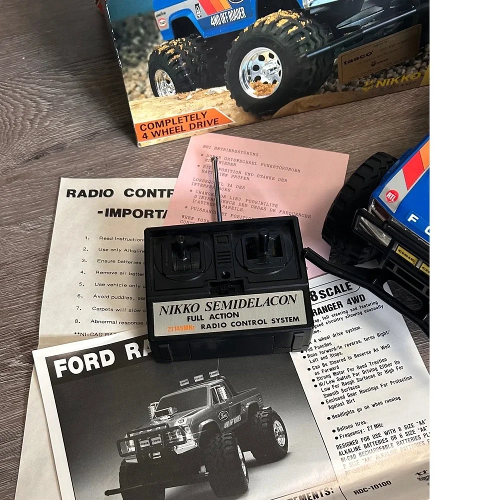 Vintage Nikko Ford Ranger 4WD RC Truck 1/18 Scale Blue Boxed Needs TLC